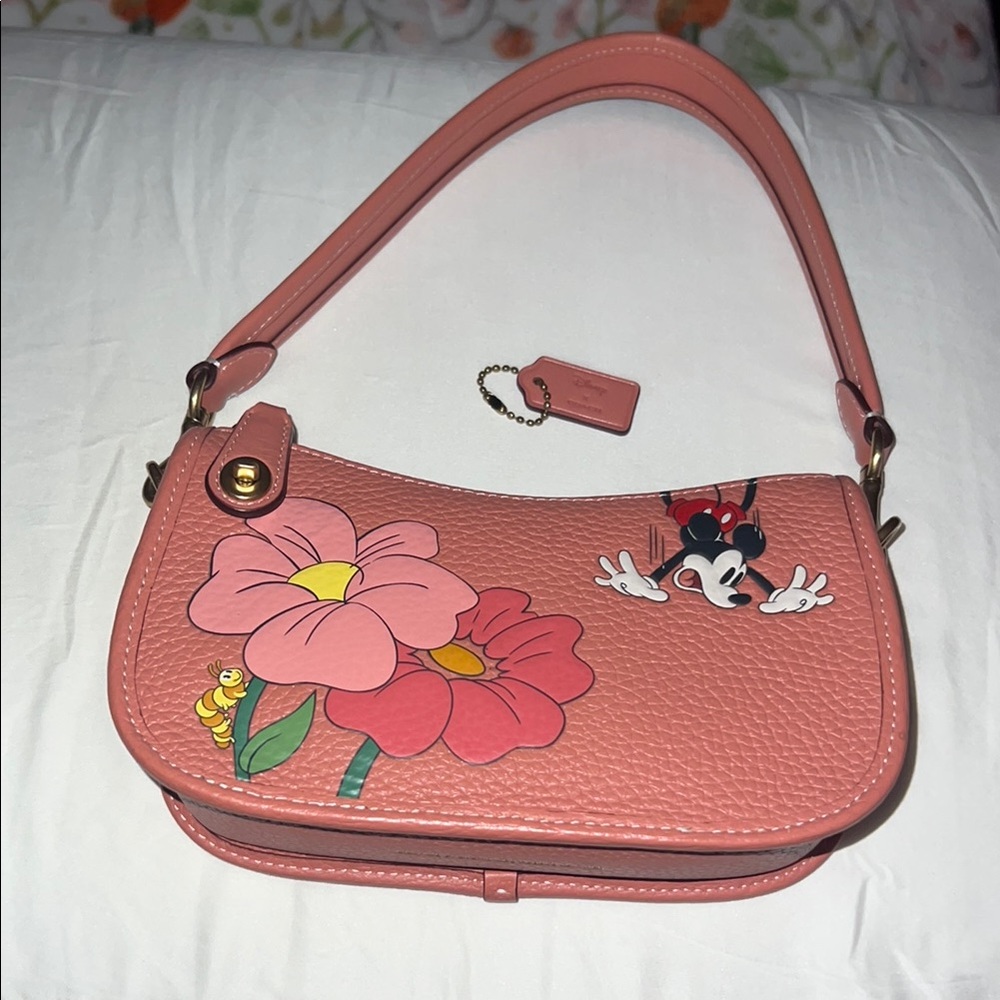 Coach Pink Floral Disney Shoulder Bag